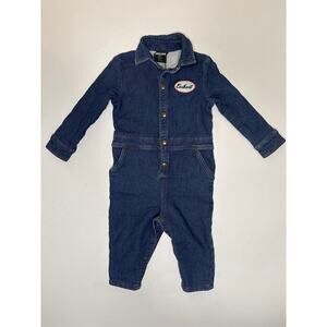 Carhartt Denim Jumpsuit Toddler Boy 18 Months Stretchy Photo Session Blue Collar